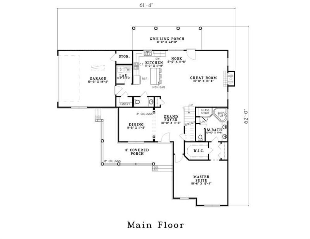 Floor Plan First Story of Craftsman Plan #153-1479